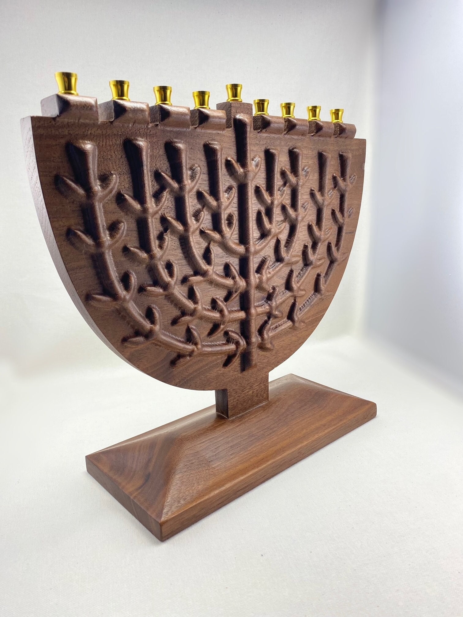 Custom Walnut Wood Menorah - Hanukkah Candle Holder - Holidays - Jewish ...