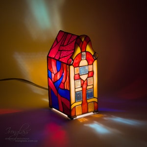 Stained glass home Fantasy architecture Amsterdam House night light custom stained glass Home ornament