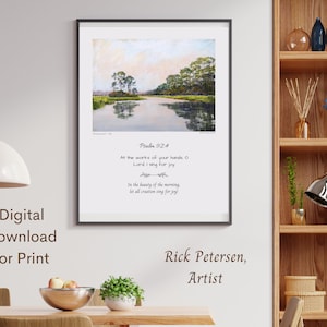 Morning Reverie, Artist Original Art Psalm 92:4, Christian Wall Art, Modern Scripture Wall Art, Bible Verse Printable, Digital Download