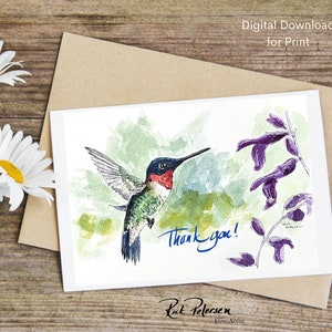 Hummingbird 2 Inspirational Download, inchiostro e lavaggio per belle arti, versetto della Bibbia, 1 Tess 5:18, materiale stampabile cristiano, biglietto di auguri da stampare a casa