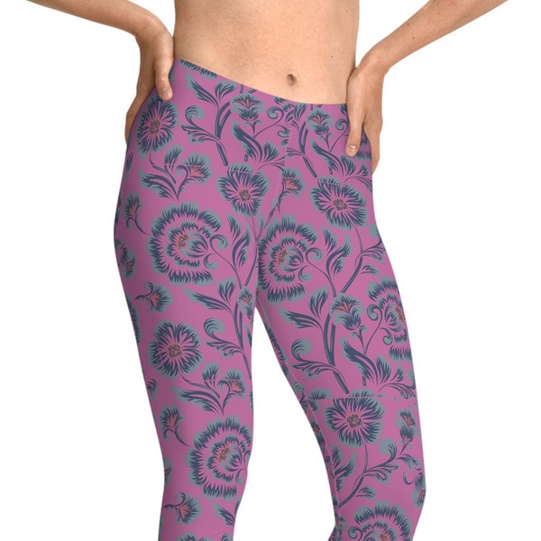 Leggings floraux roses, leggings pour femmes, leggings taille plus, leggings mignons, meilleurs leggings