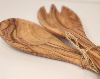 100% Olive Wood Salad Set