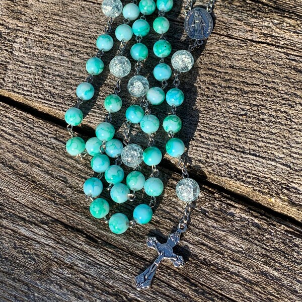 Teal Rosary - Etsy