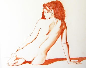 Nude female figure drawing