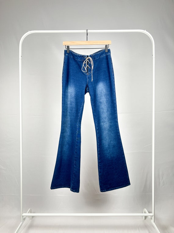Y2K Lace Up Flair Jeans - image 3