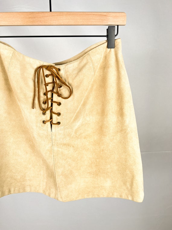 Lace Up Suede Mini Skirt - image 3