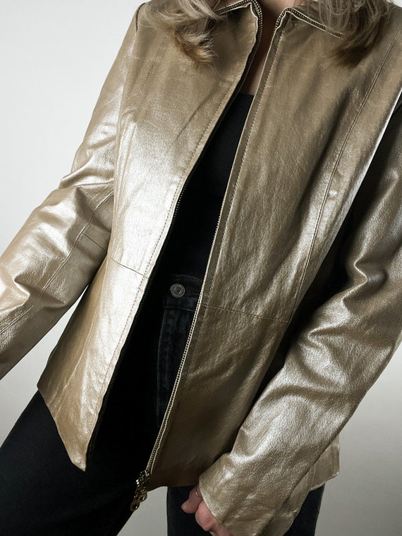 Vintage Champagne Leather Jacket