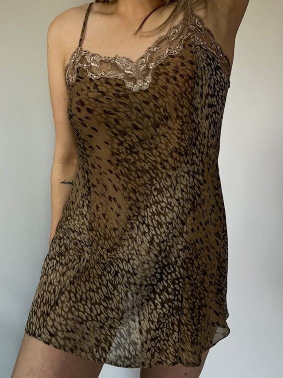 Victoria's Secret Lace + Leopard Print Slip Linger