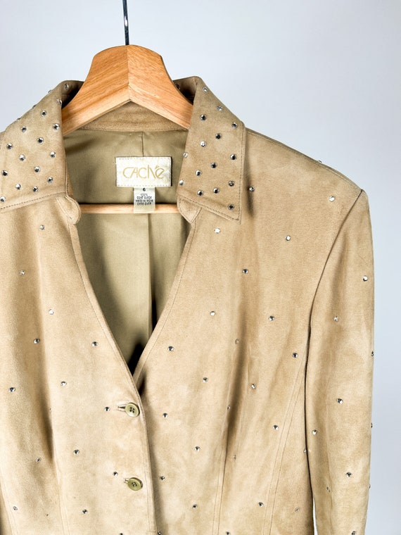 Vintage Cache Goat Suede Rhinestone Studded Butto… - image 6