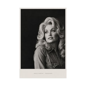 Dolly Parton Black and White Portrait, Tennessee Country Music Photography Matte Poster image 1