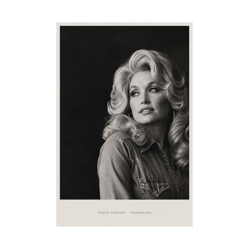 Dolly Parton Black and White Portrait, Tennessee Country Music Photography Matte Poster image 1