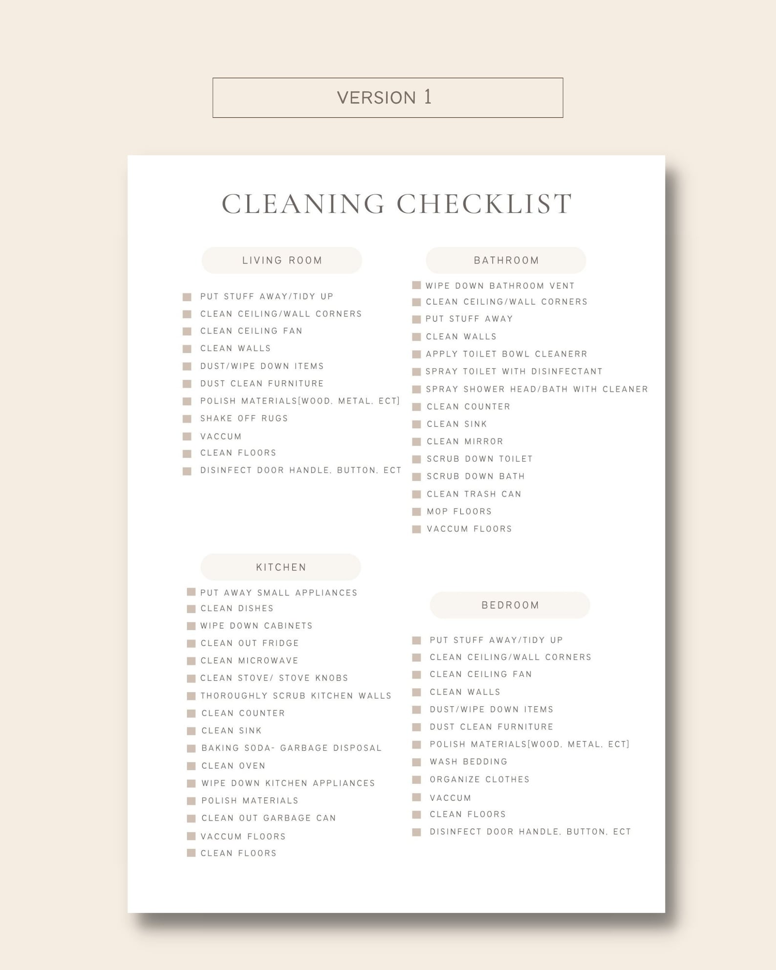 Cleaning To-do List, Spring Cleaning Checklist to Keep the House Clean ...