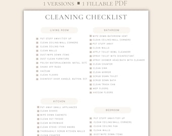 Cleaning To-Do List, Spring Cleaning Checklist to keep the house clean,OCD house cleaning list by room,cleaning for clean freaks list, A4/A5
