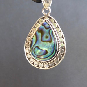Modern style 925 silver and abalone mother-of-pearl pendant