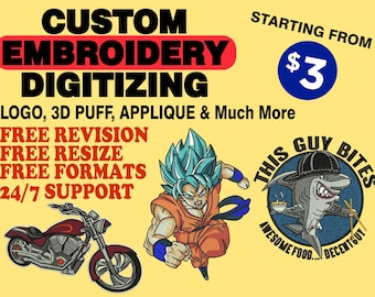 Custom Embroidery Digitizing, DST File, PES File, EMB