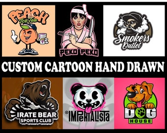 Custom Hand-Drawn Cartoon Logo Design, Retro Style