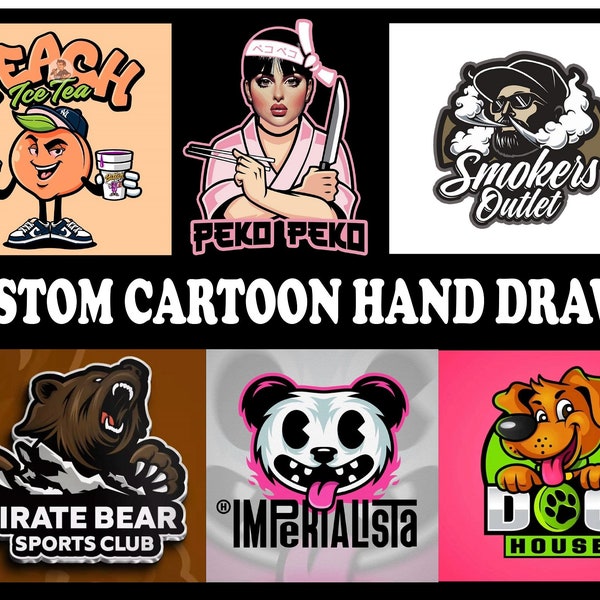 Custom Drawing Cartoon Hand Drawn, Custom Logo Design, Custom Retro Logo, Custom Cartoon Logo, Custom Logo Design, Hand Drawn Logo Design