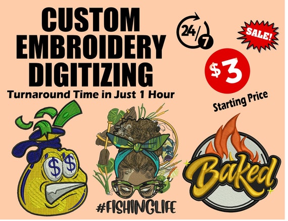 Custom Embroidery Digitizing Service, Logo and Image