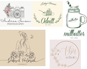Custom Hand-Drawn Logo Design, Botanical, Feminine, Minimalist