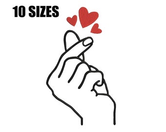 Girl Hand Hearts Embroidery Design (Instant Download)