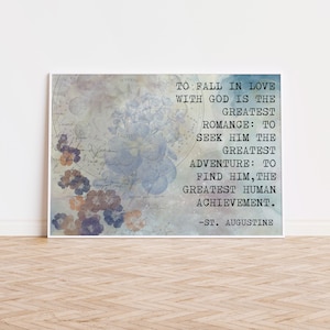 Abstract Art Print with Inspirational St. Augustine Quote | Christian Home Decor