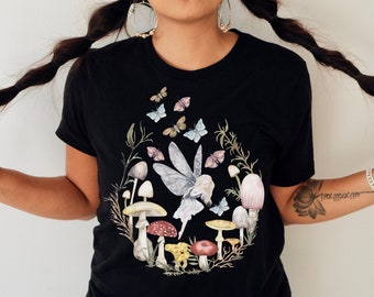 Cottagecore Fairy and Moth Shirt, Aesthetic Shirt, Light Academia, Fairy Core Shirt, Trendy Goblincore Clothing, Witchy Cottagecore shirt