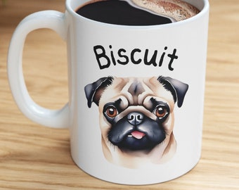 Pug Coffee Mug, Pug Gift, Personalized Dog Mug
