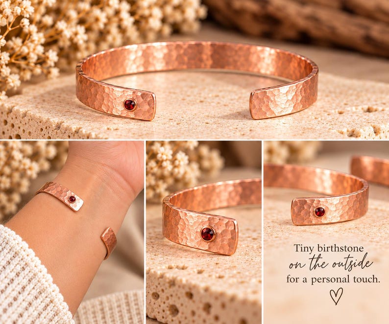 Soft Copper Rings Copper Cuff Bracelet 1/2 in Soft Rectangle | Hammered Unisex Bangle ...