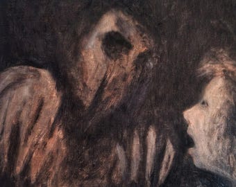 W obliczu zjawy, interpretacja (Goya) - obraz olejny - Horror, Sztuka Ciemności, Surrealizm, Czarne Obrazy