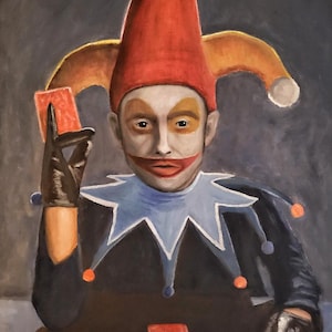 Joker, retrato del juego de cartas: obra de arte original, directamente del artista