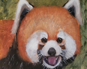 レッサーパンダの絵 | 野生動物アート | 手描き | 動物イラスト