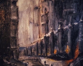 The Wall, original 11x14" oil painting on stretched canvas by Evergrim