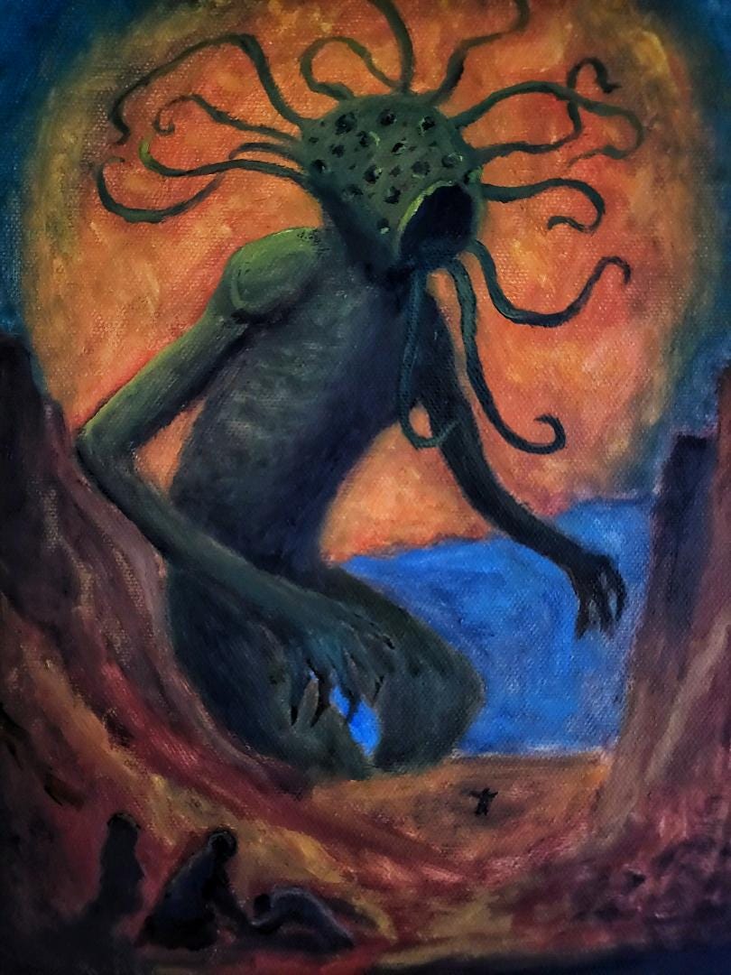 The World Eater - Original Oil Painting - Cosmic Horror Landscape