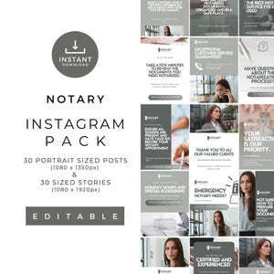 Notary Instagram Templates | Editable Ready To Use Marketing Bundle | Social Media Canva Kit for Loan Signing Agents and Legal Professionals