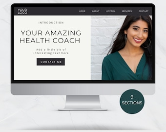 Plantillas de sitios web para entrenadores de salud / Salud y bienestar / Plantilla web Canva / Descarga instantánea / Sitio web para entrenadores / Contenido DFY / Editable