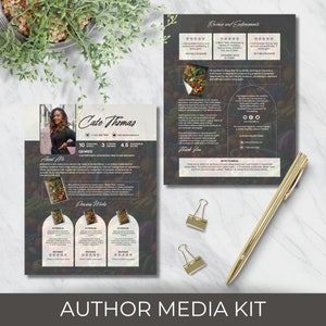 Media Kit For Author, Editable and Printable Marketing Material for Writer, Instant Download, Professional Book Launch Advertising Template