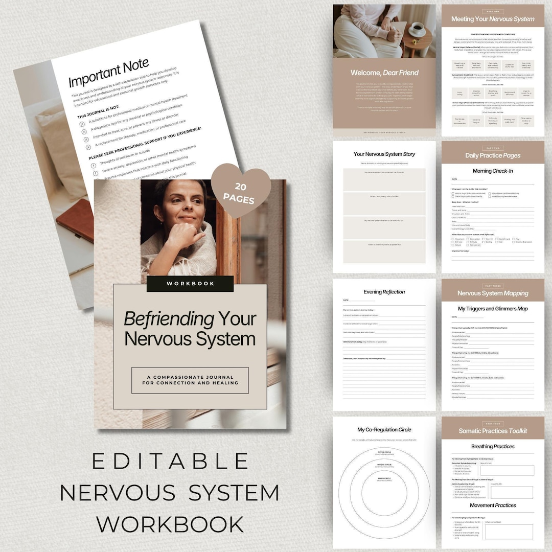 Nervous System Workbook | Printable, Editable Template for Therapy ...