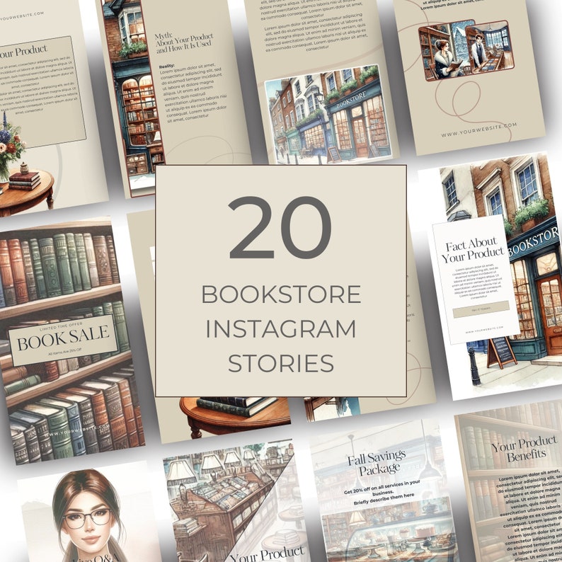 Bookstore Social Media Templates for Instagram Stories | Editable ...