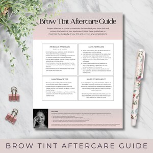 Kaartsjabloon wenkbrauwkleuring nazorg | Bewerkbaar canvas afdrukbaar voor schoonheidsspecialisten | Voor jou klaar | Digitale download