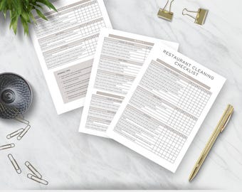 Restaurantchecklist schoonmaken | Schoonmaakschema | Afdrukbare checklist | Restaurantbenodigdheden | Direct downloaden | Sjabloon checklist