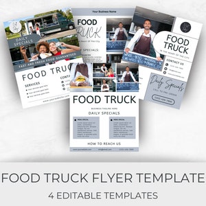 Modello di volantino per camion di cibo per promuovere offerte speciali o eventi / Materiale di marketing pronto all'uso, modificabile e stampabile per le aziende alimentari