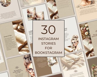 Szablony historii mediów społecznościowych Bookstagram dla miłośników książek, treści marketingowe dotyczące książek i autorów, natychmiastowe pobieranie, historie na Instagramie dla autorów