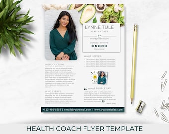 Folleto de entrenador de salud / Bienestar y salud / Descarga instantánea / Plantilla de nutrición / Plantilla de negocio para entrenador / Plantilla de estilo de vida saludable