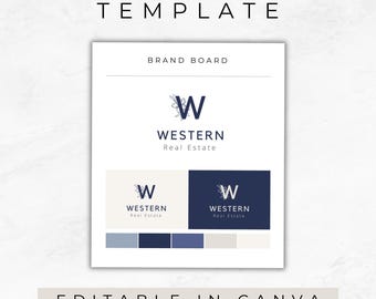Realtor Branding | Brand Board | Branding Templates For Canva | DIY Branding Package Template | Brand Guideline Template | Editable | MM007