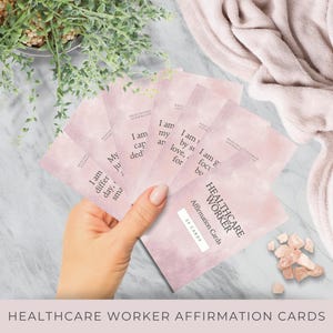 Tarjetas de afirmación para trabajadores de la salud / Plantillas editables e imprimibles para personal de hospitales y enfermeras / Recordatorios y motivación para el autocuidado