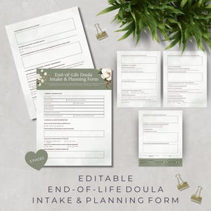 Formulario de admisión de doula de fin de vida: Plantilla editable para la planificación de cuidados paliativos