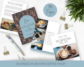 Modèle de plan d'affaires de café | Guide de démarrage modifiable et imprimable pour un café