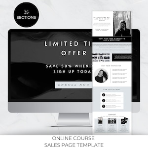 Pagina di vendita del corso online / Modello di sito Web Canva semplice e modificabile per coach