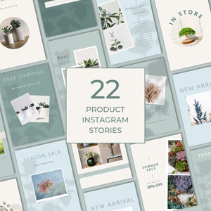 Green Ecommerce Instagram Templates: Small Business Social Media (Instant Download) MM008