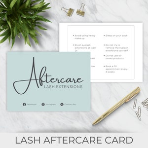 Lash Extensions Aftercare Cards | Care Card Template | Instant Download | Lash Tech Card | Canva Template | Eyelash Care Card | Business